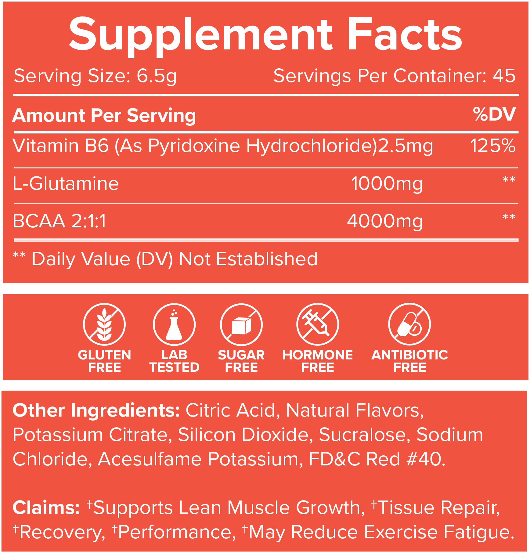 Bcaa fp supplement facts